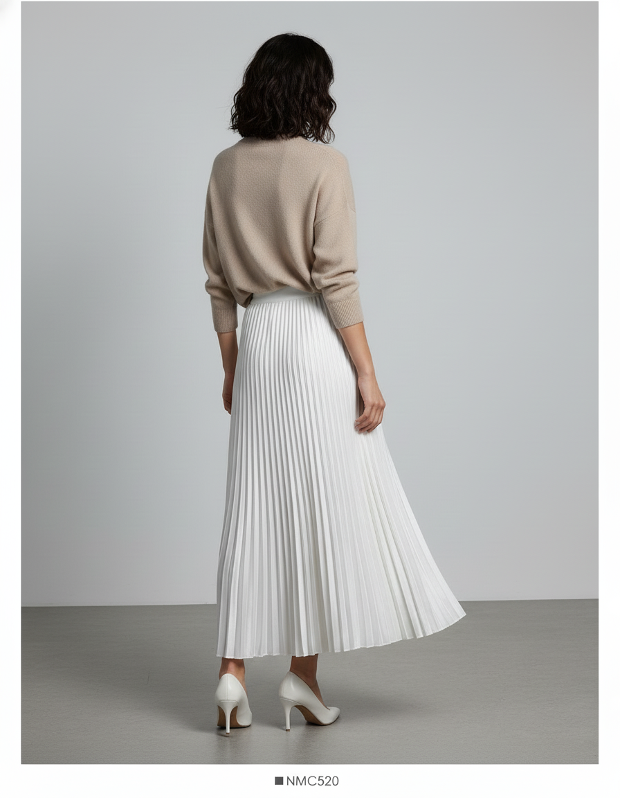 Jupe Longue Blanche Plissée Élégante Bohème