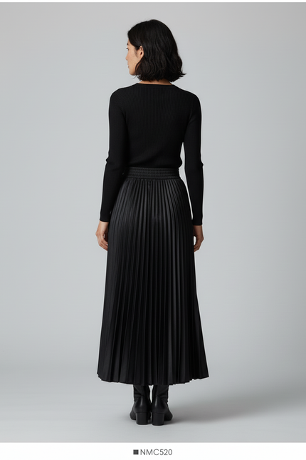 Jupe Longue Satinée Plissée Élégante