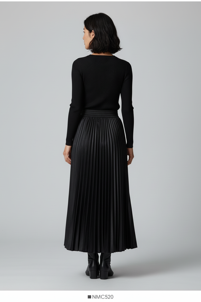 Jupe Longue Satinée Plissée Élégante