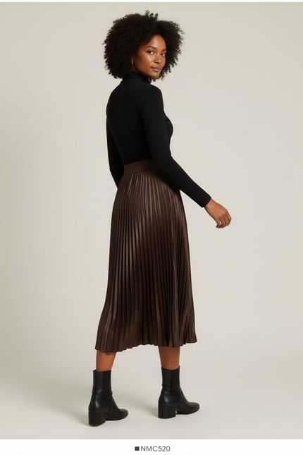 Jupe Longue Satin Plissée Élégante