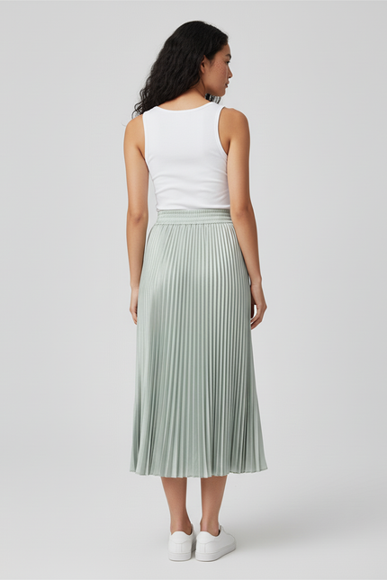 Jupe Longue Vert Menthe Plissée Élégante