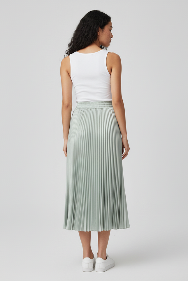 Jupe Longue Vert Menthe Plissée Élégante