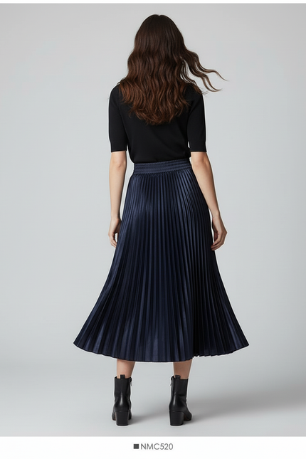 Jupe Longue Satinée Plissée Élégante Chic