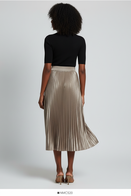 Jupe Longue Plissée Satinée Élégante