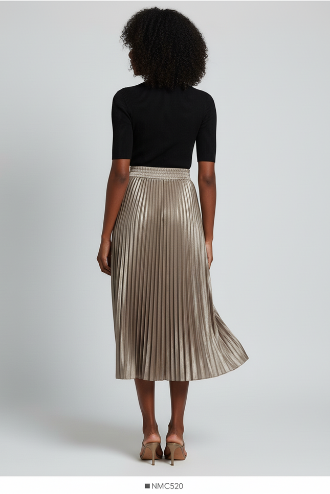 Jupe Longue Plissée Satinée Élégante