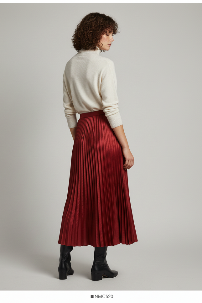 Jupe Longue Rouge Plissée Élégante