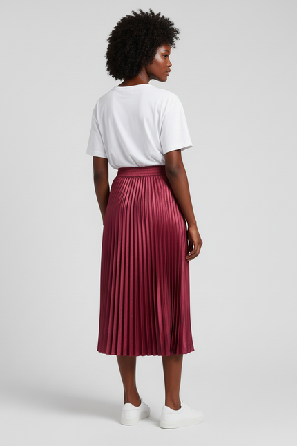 Jupe Longue Bordeaux Plissée Élégante