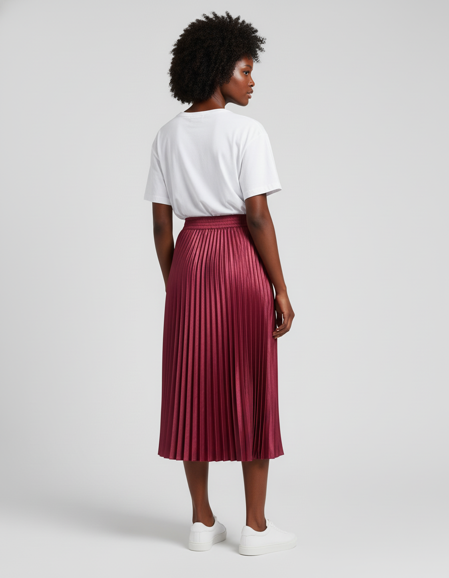 Jupe Longue Bordeaux Plissée Élégante