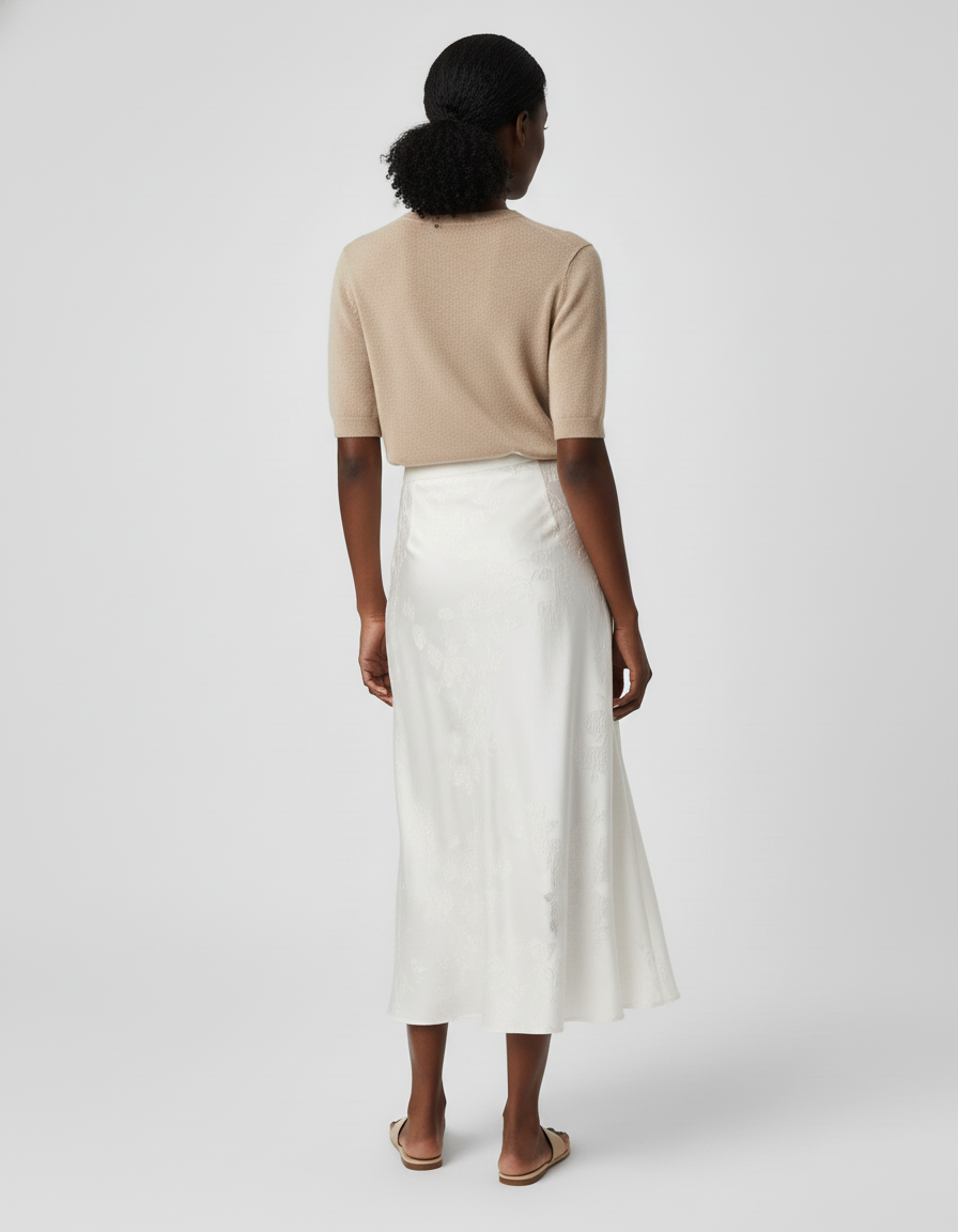 Jupe Longue Blanche Jacquard Chic