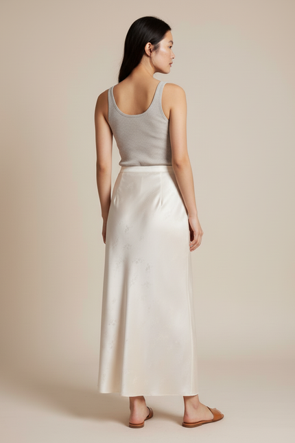 Jupe Longue Satin Jacquard Élégante