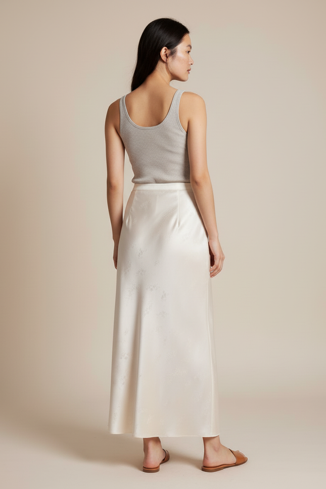 Jupe Longue Satin Jacquard Élégante