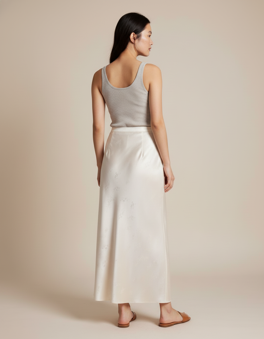 Jupe Longue Satin Jacquard Élégante