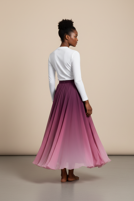 Jupe Longue Chiffon Dégradé Élégante