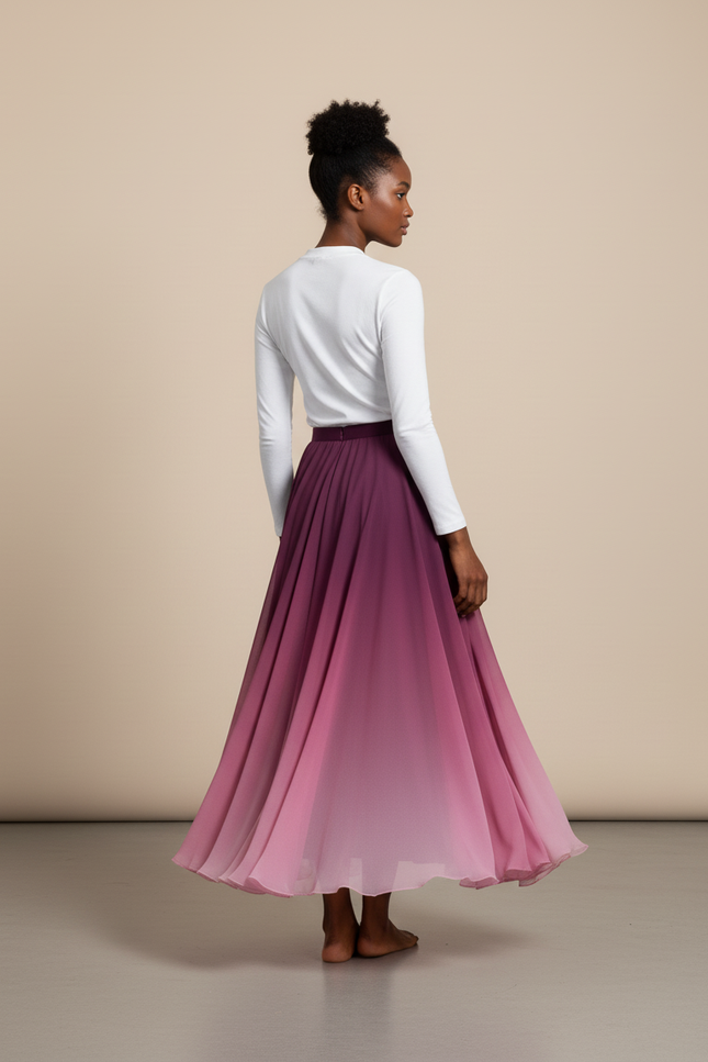 Jupe Longue Chiffon Dégradé Élégante