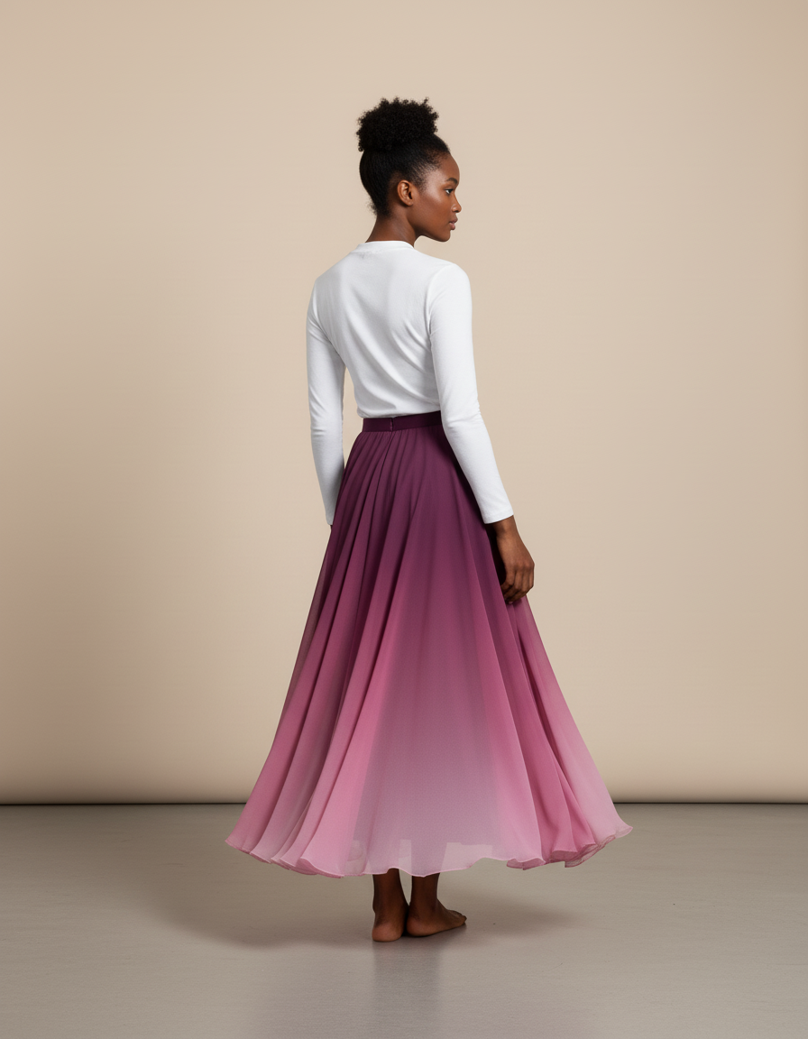 Jupe Longue Chiffon Dégradé Élégante