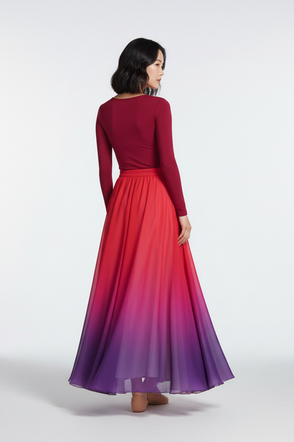 Jupe Longue Dégradé Chiffon Fluide