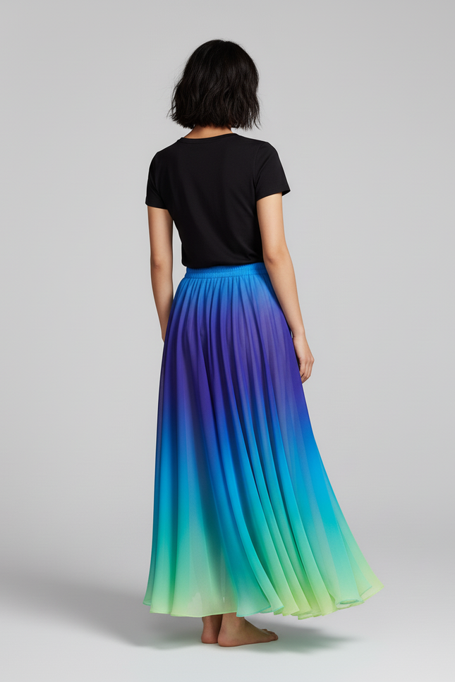 Jupe Longue Chiffon Dégradée Fluide