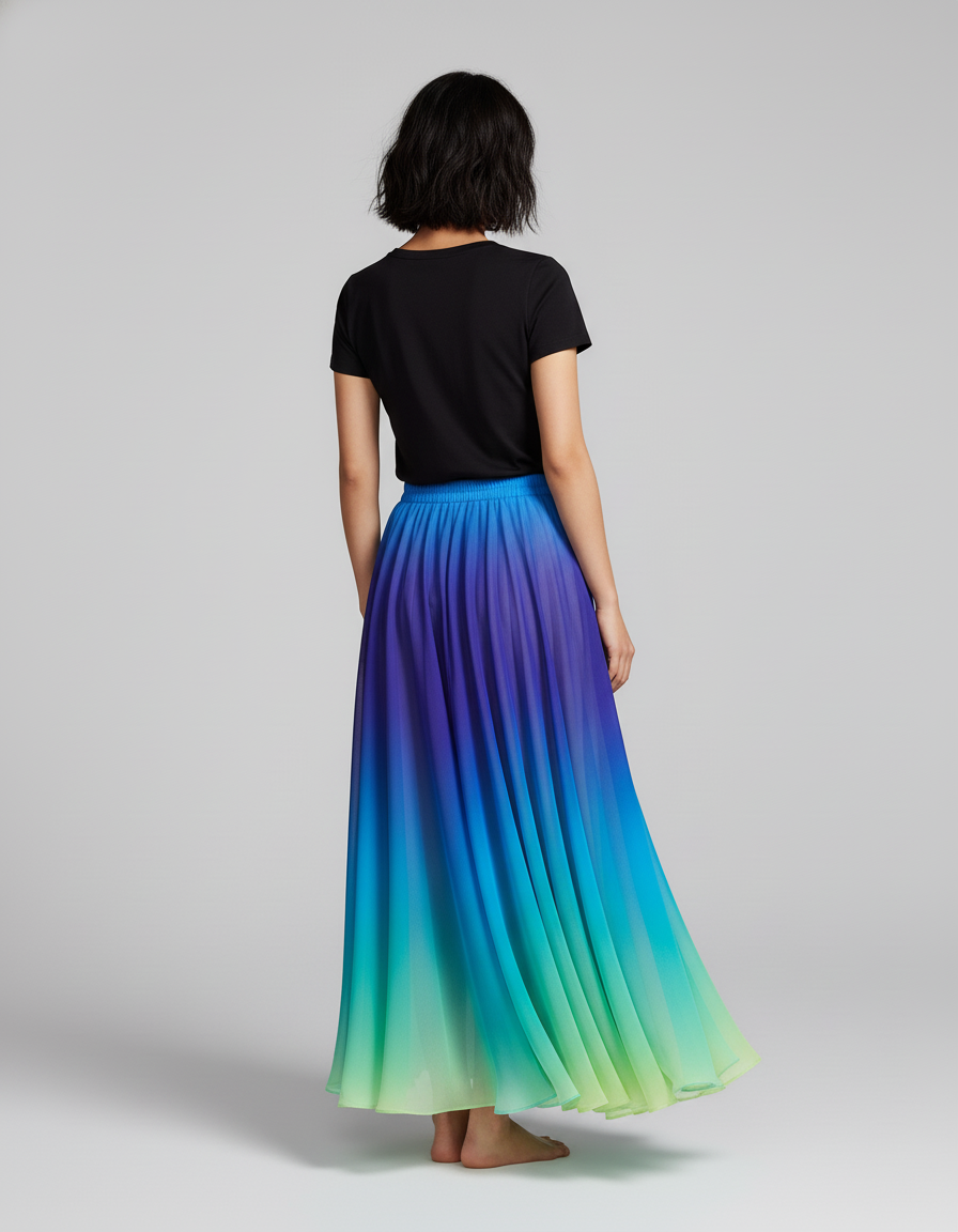 Jupe Longue Chiffon Dégradée Fluide