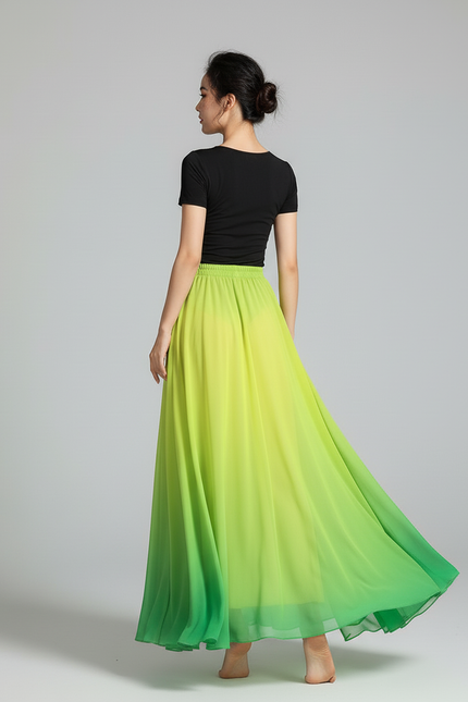 Jupe Longue Dégradé Vert Fluide