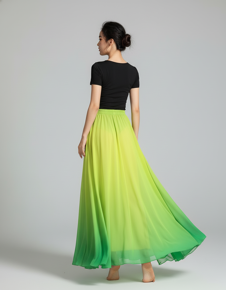 Jupe Longue Dégradé Vert Fluide