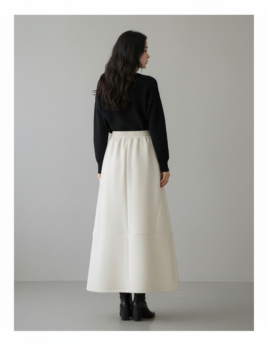 Jupe Longue Crème Épaisse Chic