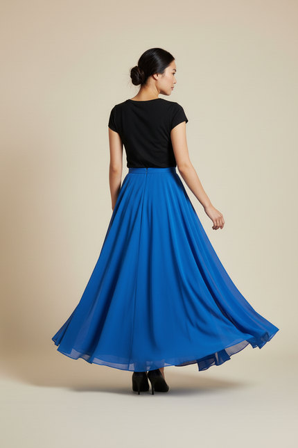 Jupe Longue Bleue Fluide Élégante