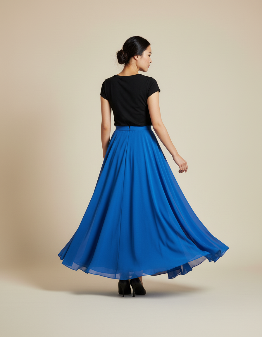 Jupe Longue Bleue Fluide Élégante