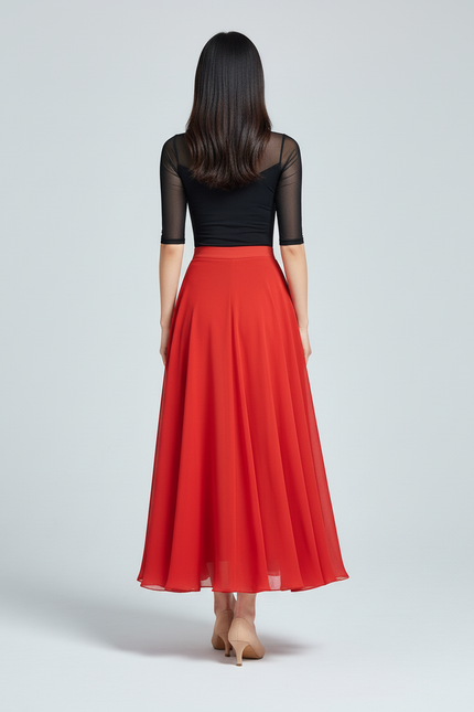 Jupe Longue Rouge Fluide Élégante