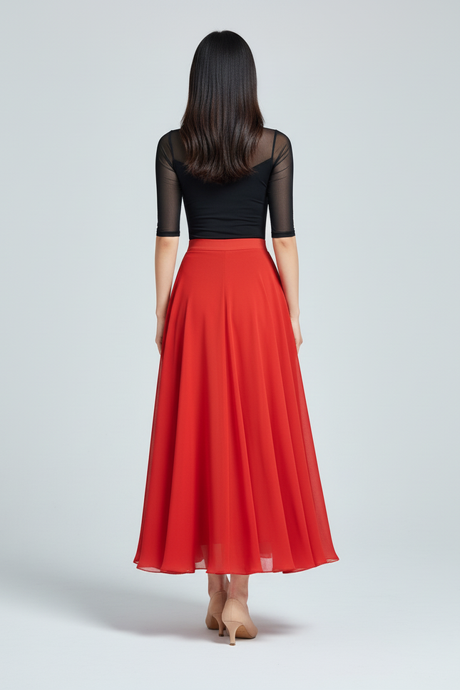 Jupe Longue Rouge Fluide Élégante