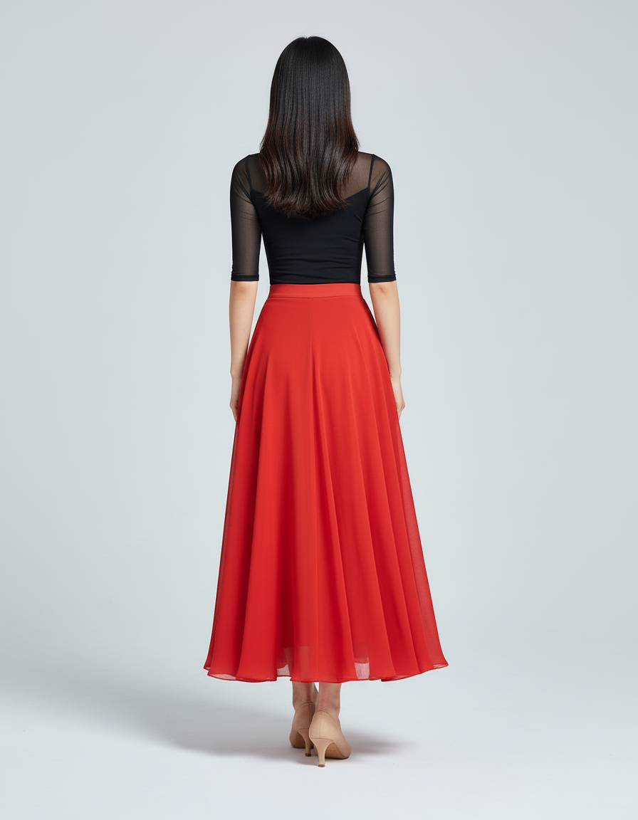 Jupe Longue Rouge Fluide Élégante
