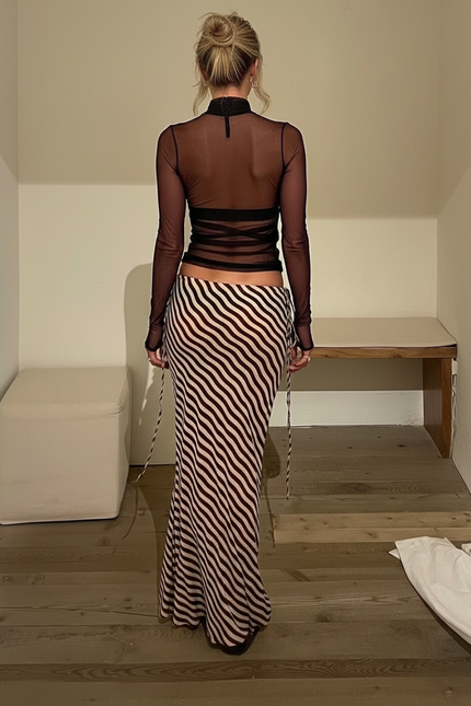 Jupe Longue Rayée Taille Basse Sexy