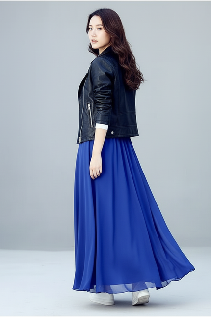 Jupe Longue Bleue Fluide Élégante Chic