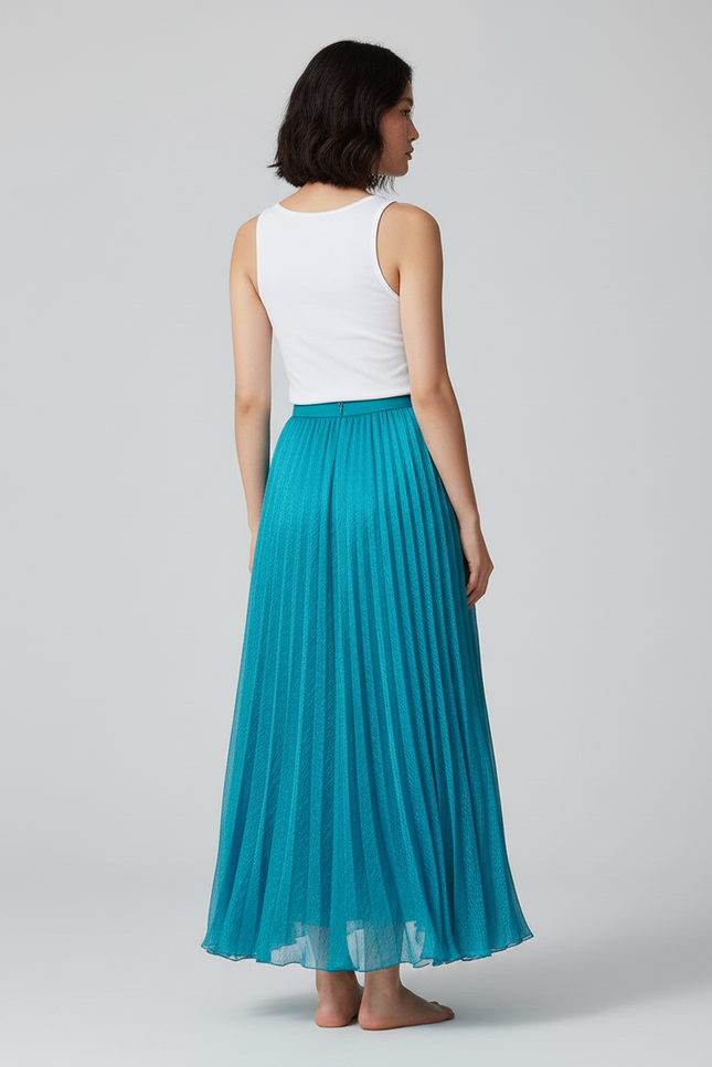 Jupe Longue Turquoise Chiffon Fluide