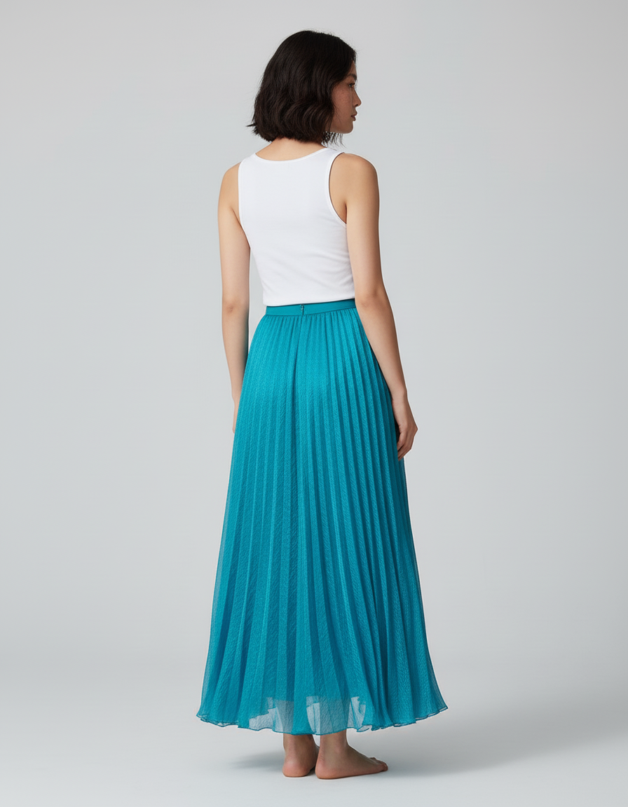 Jupe Longue Turquoise Chiffon Fluide