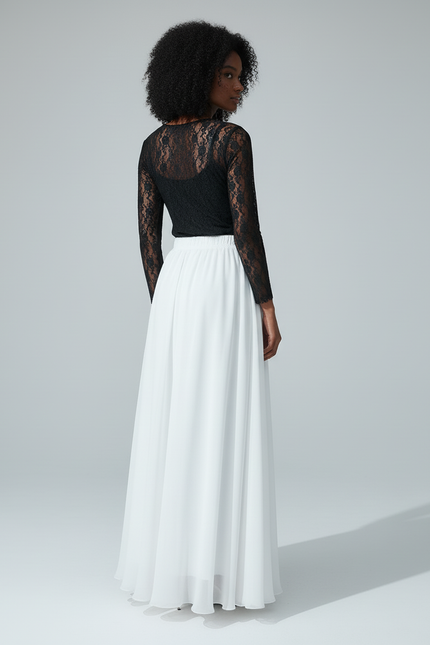 Jupe Longue Chiffon Blanche Fluide