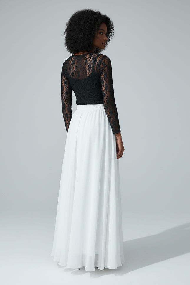 Jupe Longue Chiffon Blanche Fluide