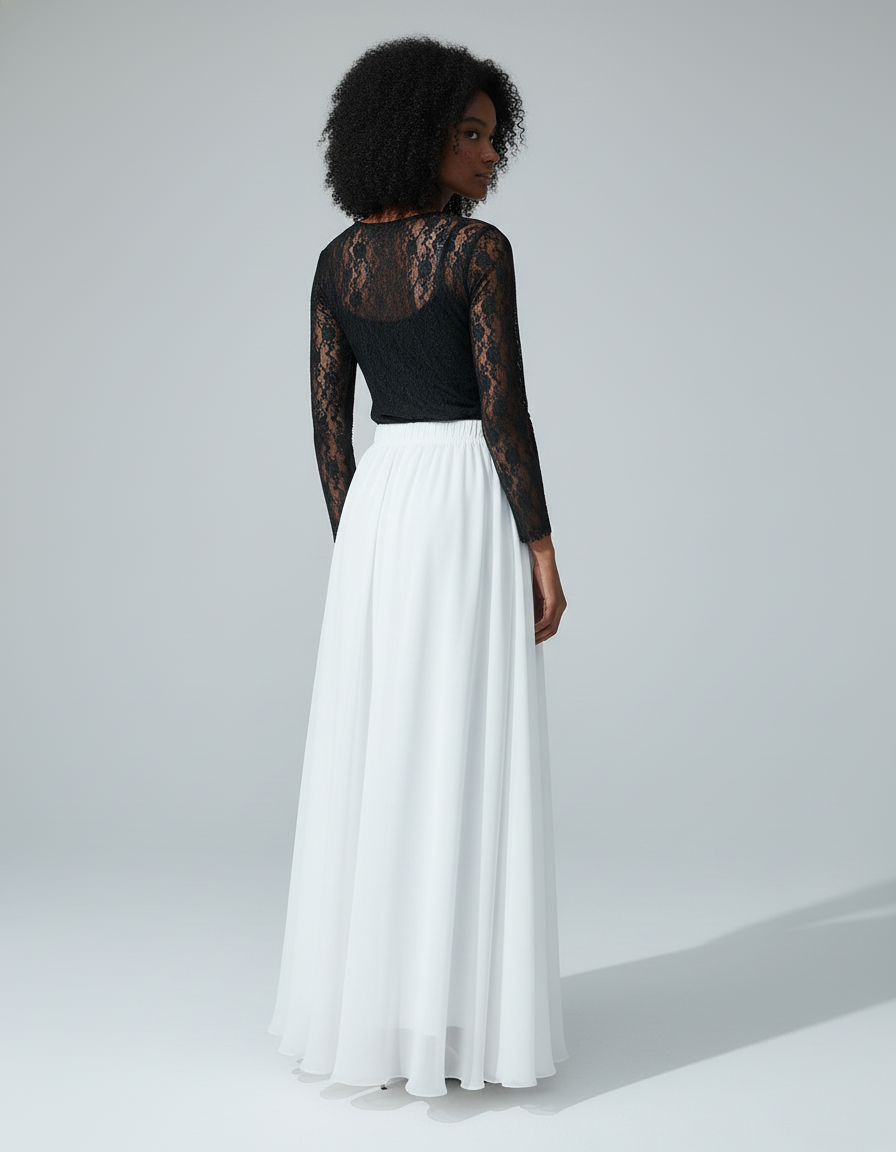 Jupe Longue Chiffon Blanche Fluide