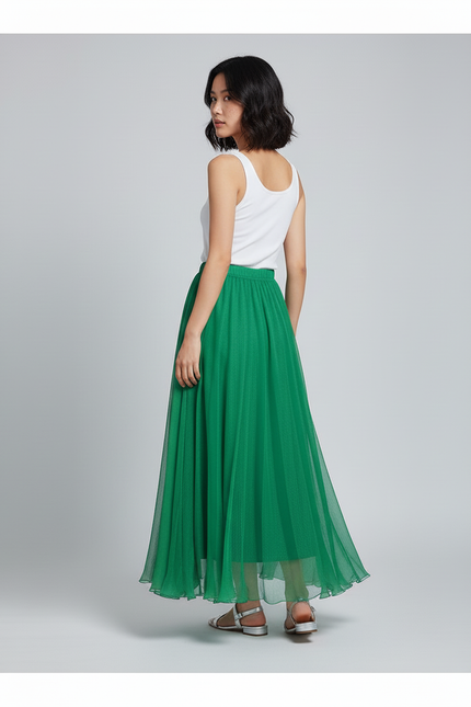 Jupe Longue Verte Chiffon Fluide