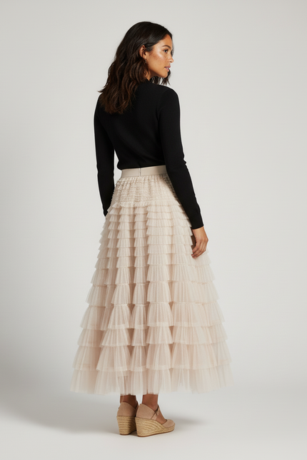 Jupe Longue Nude Volants Fluide