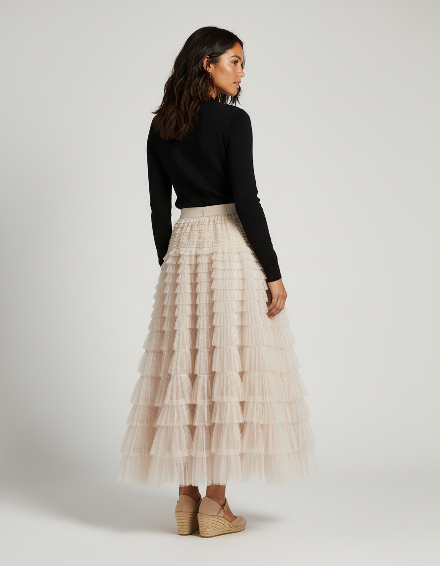 Jupe Longue Nude Volants Fluide