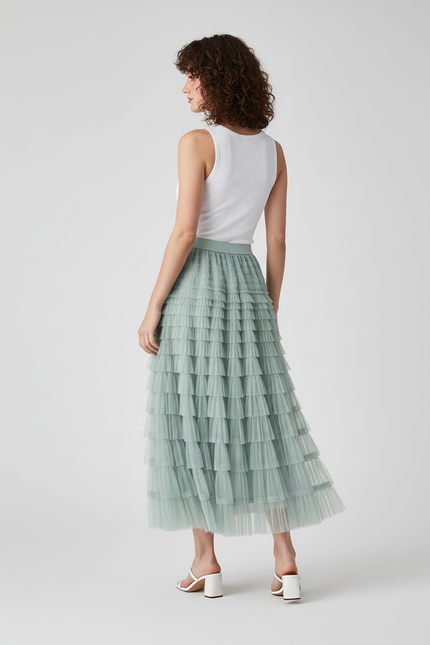 Jupe Longue Tulle Volants Élégante Romantique