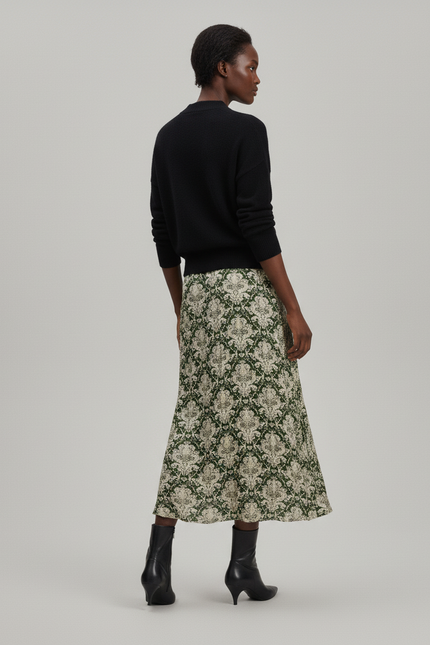 Jupe Longue Plissée Imprimée Fluide Femme