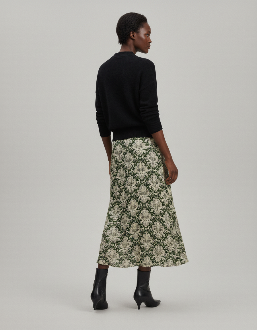 Jupe Longue Plissée Imprimée Fluide Femme