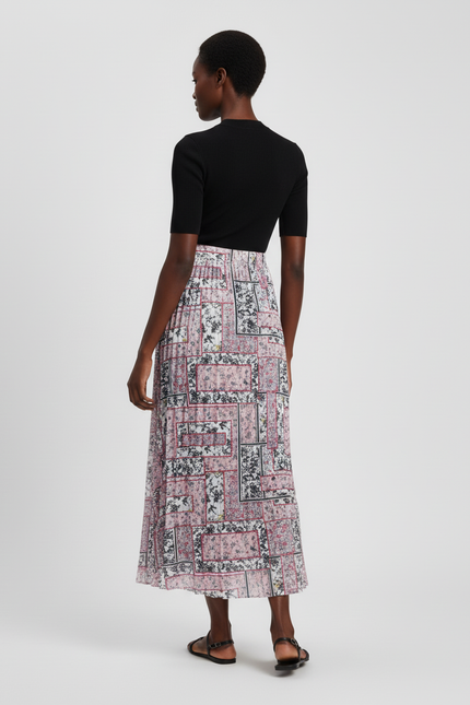 Jupe Longue Plissée Motif Fleuri Fluide