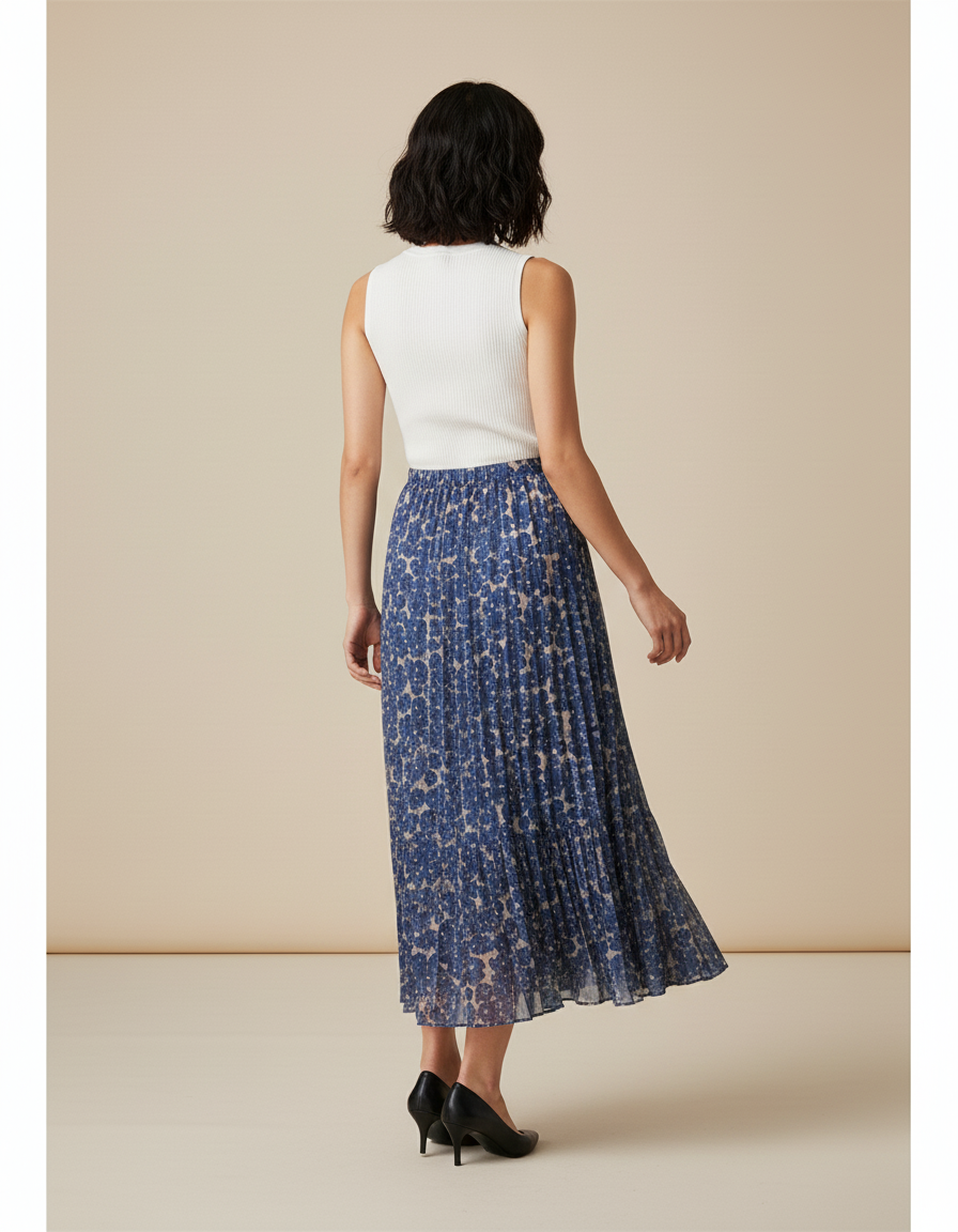 Jupe Longue Fleurie Plissée Fluide