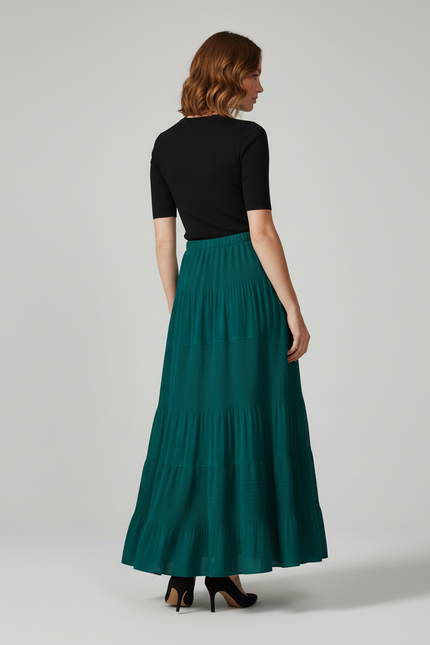 Jupe Longue Plissée Fluide Verte