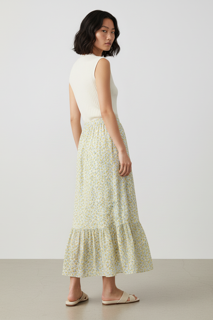 Jupe Longue Florale Plissée Fluide Chic