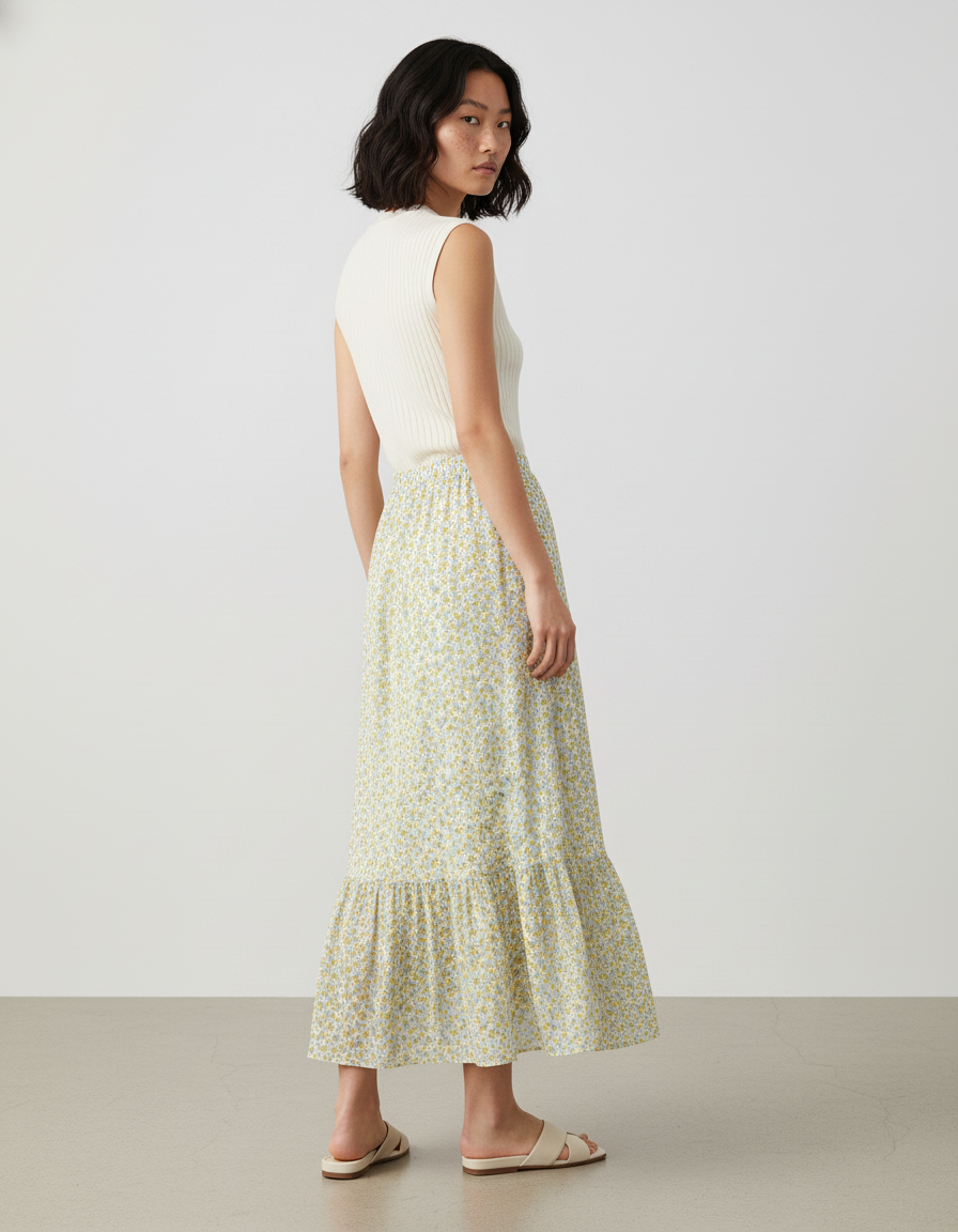 Jupe Longue Florale Plissée Fluide Chic