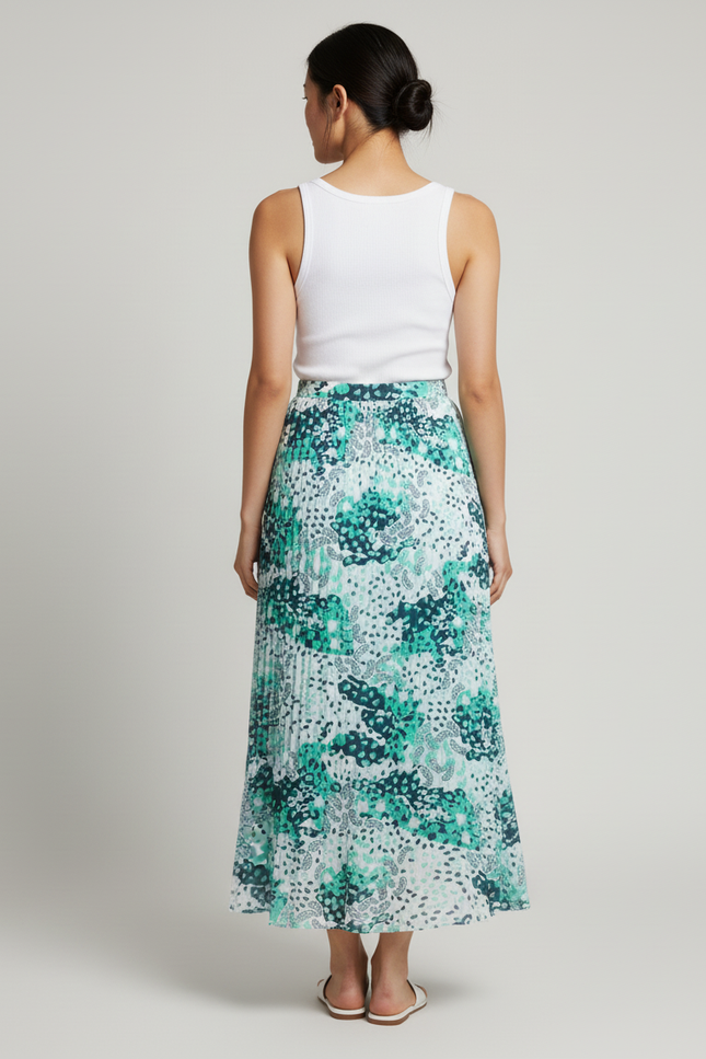 Jupe Longue Plissée Imprimée Fluide Mode Femme