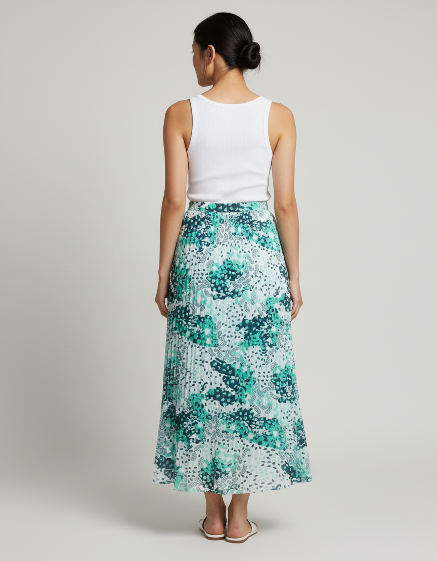 Jupe Longue Plissée Imprimée Fluide Mode Femme